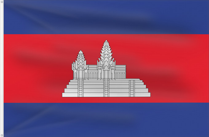 Bandera, con dos ojales metálicos y lado del asta reforzado: Cambodia Cambodge Camboya Kambodscha Cambogia Cambodja علم كمبوديا কম্বোডিয়ার পতাকা Kamboĝo 柬埔寨國旗/Kán-pu-chhài koet-khì ទង់ជាតិកម្ពុជា ທຸງຊາດກຳປູເຈຍ 柬埔寨之國旗 Камбоджа Kambodže Kambodjas ธงชาติกัมพูชา Quốc kỳ Campuchia 柬埔寨國旗 柬埔寨国旗 柬埔寨國旗 Kampuchea ê kî-
