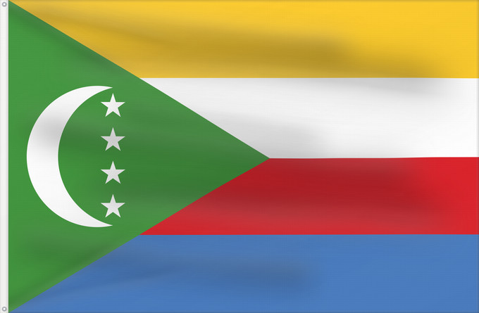 Flag, with two metal eyelets and reinforced hoist: Comoros Comores Comoras Komoren Comore