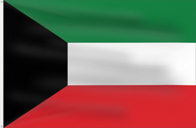 Flag, with two metal eyelets and reinforced hoist: Kuwait	Koweït	Kuwaitlabel QS Les