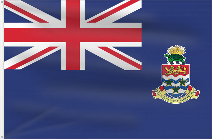 Flag, with two metal eyelets and reinforced hoist: Cayman Islands	Government Ensign of the Cayman Islands	Îles Caïmans	Islas Caimán	Kaimaninseln	Isole Cayman	דגל איי קיימן	Государственный морской флаг Каймановых островов