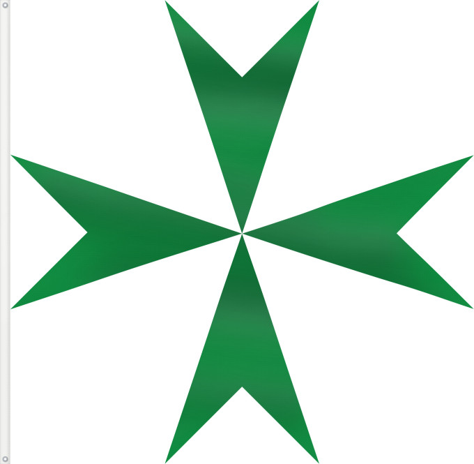 Bandera, con dos ojales metálicos y lado del asta reforzado: Militärischer und Hospitalischer Orden des Heiligen Lazarus von Jerusalem