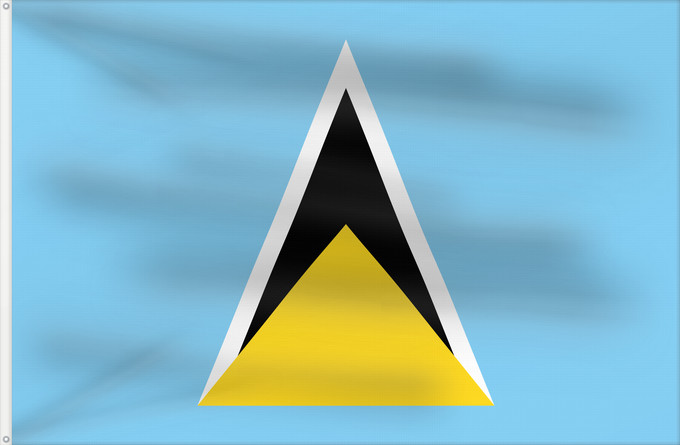 Flag, with two metal eyelets and reinforced hoist: Saint Lucia	Sainte-Lucie	Santa Lucía	Saint Lucias	St. Lucia	Santa Llucía	Sent Lisi	სენტ-ლუსიას დროშა	Sen Lusia	Флаг Сент-Люсии	Saint Lucije