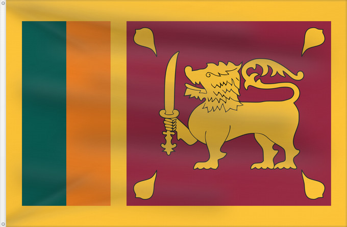 Drapeau, avec deux œillets métalliques et guindant renforcé : Sri Lanka	Sri Lankas	Sri Lanki	শ্রীলঙ্কার জাতীয় পতাকা	Sri-Lanko	Флаг Шри-Ланки	श्रीलङ्का ध्वज	ශ්‍රී ලංකාවේ ජාතික කොඩිය	இலங்கையின் தேசியக்கொடி	Stän Sri-Lankäna