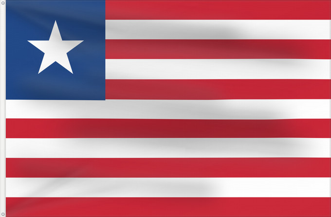 Flag, with two metal eyelets and reinforced hoist: Liberia Libérie پرچم لیبریا Liberian Liberiei Liberije