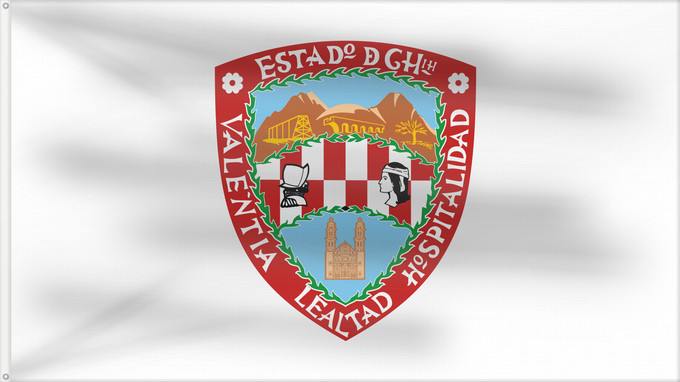 Bandera, con dos ojales metálicos y lado del asta reforzado: Chihuahua