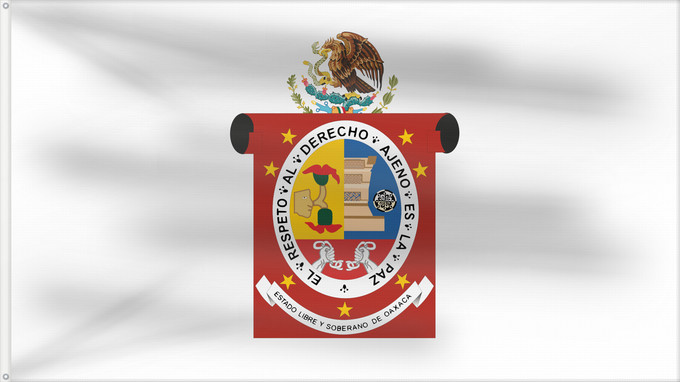 Bandera, con dos ojales metálicos y lado del asta reforzado: Oaxaca	State flag of Oaxaca	Oaxaca 