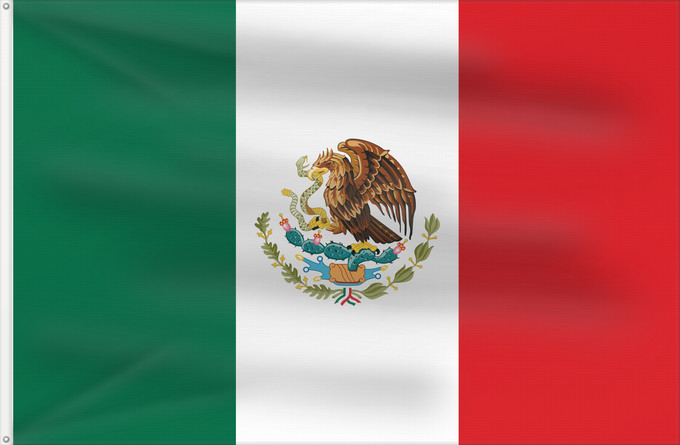 Flag, with two metal eyelets and reinforced hoist: Mexico	Mexico Official version of the Flag of the United Mexican States or Mexico	Mexique	México La actual bandera de los Estados Unidos Mexicanos	Mexiko	Messico	México	Meksyku	علم المكسيك	Mïxiku wiphala	Meksika	Mèxic	Mexická vlajka	Mexicos	Meksiko	Mexiko