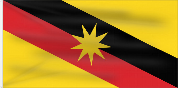 Flag, with two metal eyelets and reinforced hoist: Sarawak	Malaysian state of Sarawak	Sarawak 