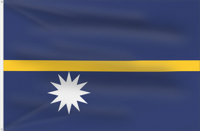 Flag, with two metal eyelets and reinforced hoist: Nauru	The national flag of Nauru	La bandera nacional de Nauru	Nazionale di Nauru	A bandeira nacional de Nauru	Σημαία του Ναουρού	La nacia flago de Nauro	Nauru lipp	Naurun	דגל נאורו	Знаме на Науру	Anidenin Naoero	Флаг Науру	Nauru leavga	Nauruja	Naurus	Naur