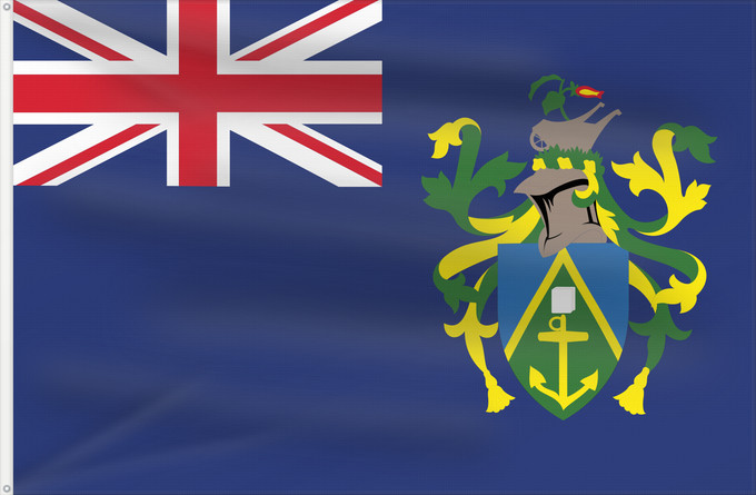 Bandera, con dos ojales metálicos y lado del asta reforzado: Pitcairn Islands	Pitcairn	Îles Pitcairn	Islas Pitcairn	Pitcairninseln	Isole Pitcairn	Pitkern Ailen	Знаме на Питкерн	Ynysoedd Pitcairn	Ynysow Pitcairn
