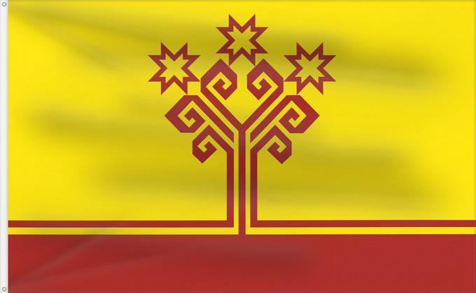 Drapeau, avec deux œillets métalliques et guindant renforcé : Chuvashia	Chuvash Republic	Chuvash	Republik Chuvash	Чӑваш Республикин ялавĕ	Флаг Чувашской Республики	Парчами Ҷумҳурии Чуваш