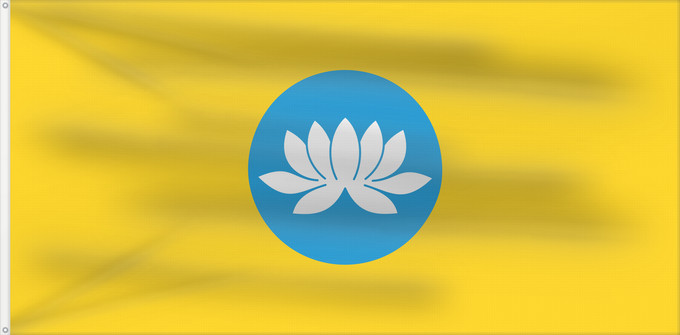 Flag, with two metal eyelets and reinforced hoist: Kalmykia Kalmoukie República de Kalmukia Kalmückien Флаг Республики Калмыкия Туг Хальмг Таңһч