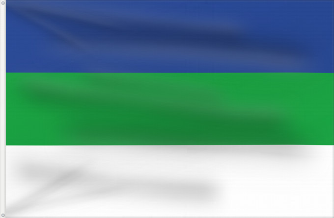 Drapeau, avec deux œillets métalliques et guindant renforcé : Komi State Flag of the Komi Republic République des Komis República de Komi Republik Komi Repubblica di Komi Коми Республикаса дöрапас Государственный флаг Республики Коми