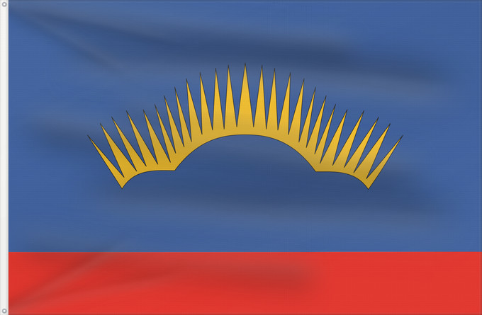 Flagge, mit zwei Metallösen und verstärktem Besatzband: Murmansk Oblast	Oblast de Mourmansk	Óblast de Múrmansk	Oblast Murmansk	Oblast 'di Murmansk