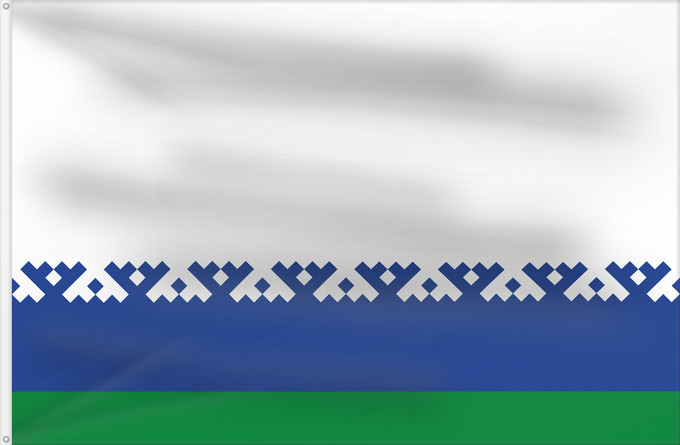 Flag, with two metal eyelets and reinforced hoist: Nenets Autonomous District	Nenets Autonomous District, Russia	Nénétsie ou district autonome de Nénétsie	distrito autónomo de Nenetsia	Autonome Kreis der Jamal-Nenzen 	Флаг Ненецкого автономного округа
