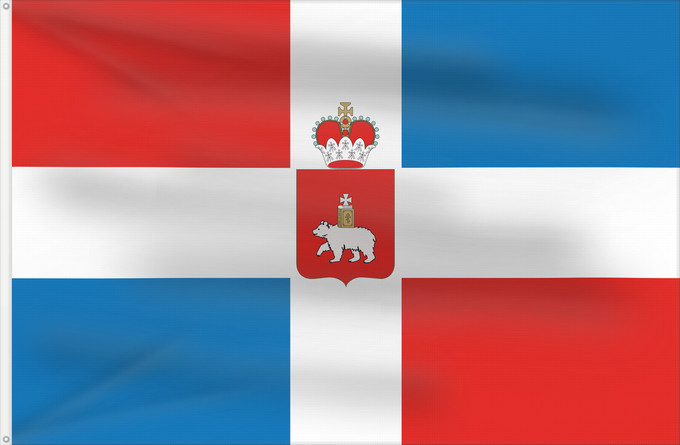 Flagge, mit zwei Metallösen und verstärktem Besatzband: Perm Krai	Perm Krai 	Kraï de Perm	Krai de Perm	Perm krai