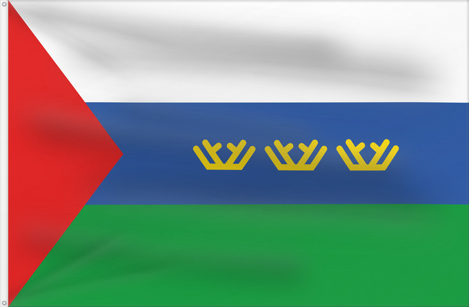 Flag, with two metal eyelets and reinforced hoist: Tyumen Oblast Oblast de Tioumen Óblast de Tiumén Oblast Tjumen