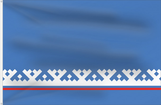 Flag, with two metal eyelets and reinforced hoist: Yamal-Nenets Autonomous District Yamalo-Nenets Autonomous Okrug Iamalie ou district autonome de Iamalo-Nénétsie distrito autónomo de Yamalo-Nenets Autonome Kreis der Jamal-Nenzen Jamalo-Neneca aŭtonoma distrikto Ямало-Ненецкий автономный округ