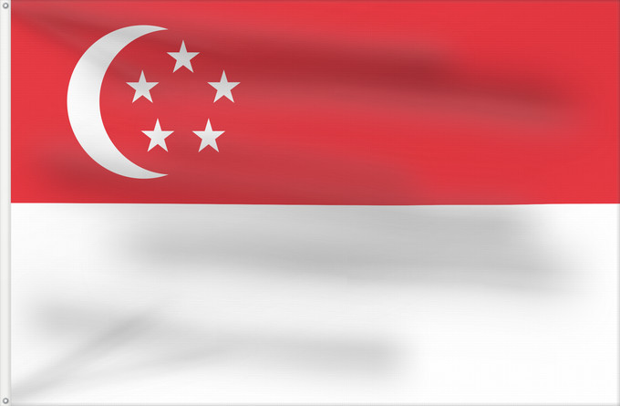Flagge, mit zwei Metallösen und verstärktem Besatzband: Singapore	Singapour	Singapur	Singapuru	علم سنغافورة	Singapuro	Singapura	Флаг Сингапура	Singapurja	சிங்கப்பூரி்ன் கொடி	​新加坡国旗
