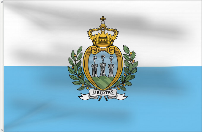 Flagge, mit zwei Metallösen und verstärktem Besatzband: San Marino  civil	San Marino	Saint-Marin