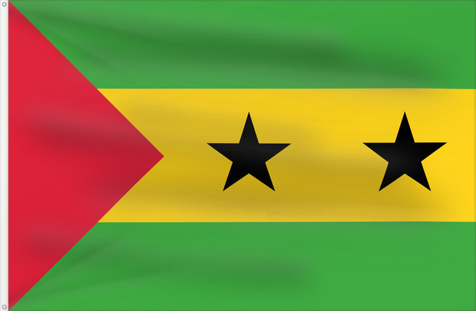 Flag, with two metal eyelets and reinforced hoist: Sao Tome and Principe Sao Tomé-et-Principe Santo Tomé y Príncipe São Tomé und Príncipe Sao Tome e Principe