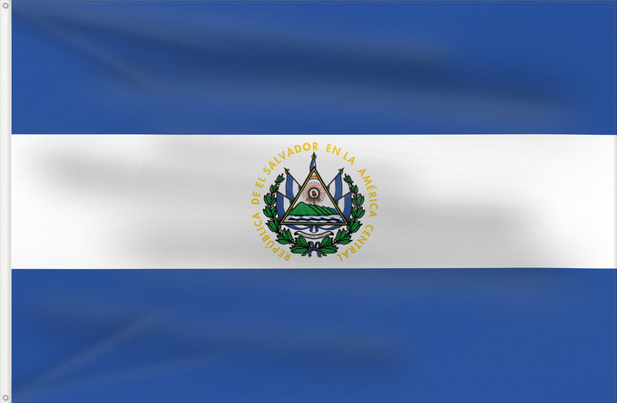 Drapeau, avec deux œillets métalliques et guindant renforcé : El Salvador Salvador El Salvadors علم السلفادور Salvadoro El Salvadorin Флаг Сальвадора