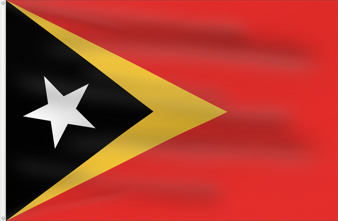 Bandera, con dos ojales metálicos y lado del asta reforzado: East Timor	Timor-Leste  East Timor	Timor oriental	Timor Oriental	Osttimor	Timor Est	Timor-Leste  Oost-Timor	Timor-Leste	علم تيمور الشرقية	তিমুর লেস্তের জাতীয় পতাকা	Timor Leste	Флаг Восточного Тимора	Östtimors	Timór Lorosa e nian