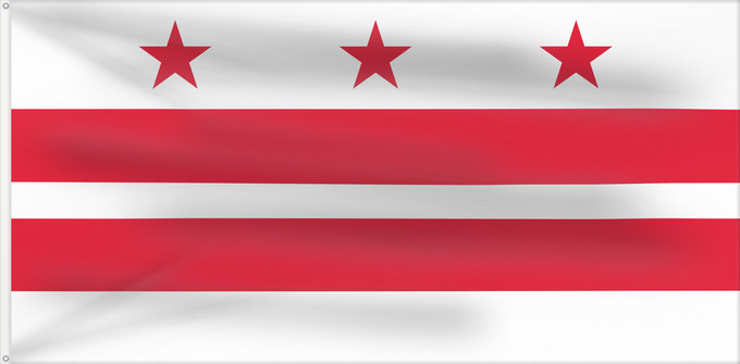 Flag, with two metal eyelets and reinforced hoist: Washington, D.C District of Columbia District de Columbia Distrito de Columbia Districts of Columbia Distretto di Columbia Distrito de Colúmbia Флаг округа Колумбия