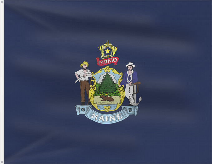 Flag, with two metal eyelets and reinforced hoist: Maine