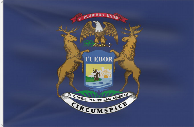 Flagge, mit zwei Metallösen und verstärktem Besatzband: Michigan
