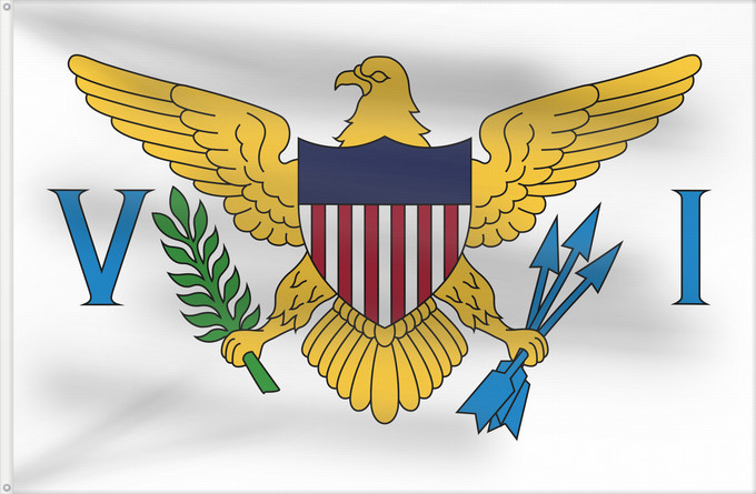 Bandiera, con due occhielli metallici e lato dell'asta rinforzato: Virgin Islands, U.S.