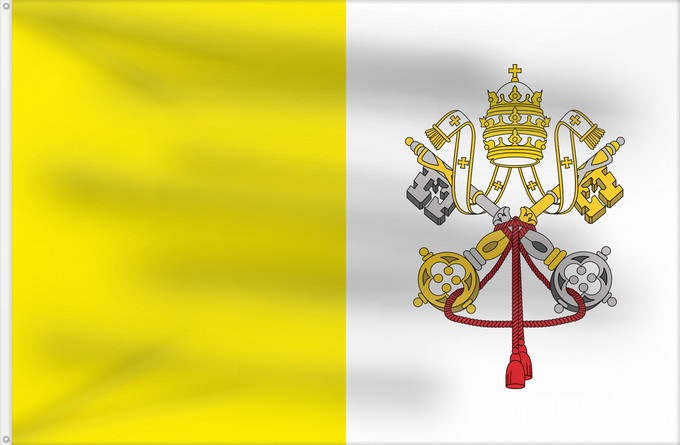 Drapeau, avec deux œillets métalliques et guindant renforcé : Vatican City  2023–present	Vatican City State	Vatican (Saint-Siège)	Ciudad del Vaticano	Vatikanstadt	Città del Vaticano