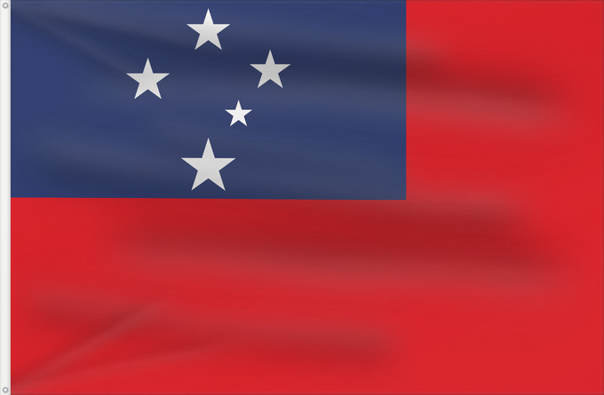 Flagge, mit zwei Metallösen und verstärktem Besatzband: Samoa	Pīwari o Hāmoa	Samoe	Fu‘a o Sāmoa