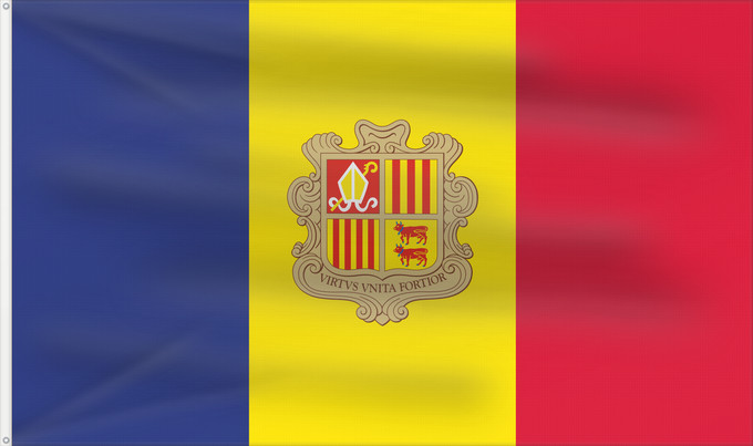 Flag, with two metal eyelets and reinforced hoist: Andorra civil Andorra - civil version Andorre Andorra