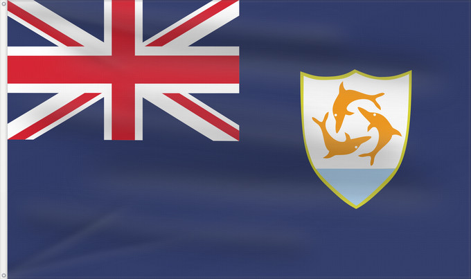 Bandera, con dos ojales metálicos y lado del asta reforzado: Anguilla	Anguila	Anguillas flag  taget i brug den 30. maj 1990  - RGB farverne	Флаг Ангильи