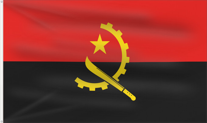 Drapeau, avec deux œillets métalliques et guindant renforcé : Angola Dell Angola የአንጎላ ሰንደቅ ዓላማ علم أنغولا Angoly Σημαία της Αγκόλας پرچم آنگولا Angolan अंगोला ध्वज Bandel a Ngola Ala Angolayê Bɛndɛ́lɛ ya Angola Sainan i Angola Angolei Флаг Анголы Angole Angoola Seboko ye Angola Angolas அங்கோலா கொடி Mujeko ya Angola