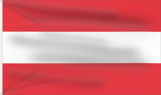 Drapeau, avec deux œillets métalliques et guindant renforcé : Austria	Austria with the red in the Austrian national colours which was official ordered within the Austrian Armed Forces  Bundesheer  in the characteristic  Pantone 032 C”  since May 2018 the Red is ordered in the characteristic  Pantone 186 C”	L Autrich