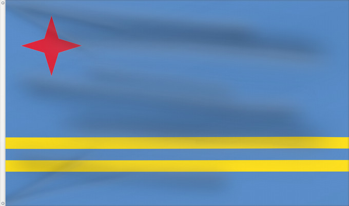 Bandera, con dos ojales metálicos y lado del asta reforzado: Aruba	Флаг Арубы
