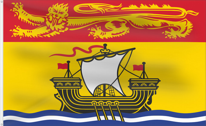 Flag, with two metal eyelets and reinforced hoist: New Brunswick	New Brunswick 	Nouveau-Brunswick	Nuevo Brunswick	Nuovo Brunswick	Banniel proviñs New Brunswick