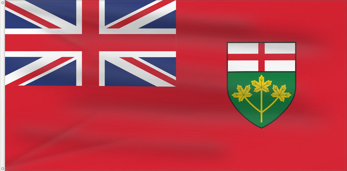 Drapeau, avec deux œillets métalliques et guindant renforcé : Ontario	L Ontario	Banniel proviñs Ontario, Kanada