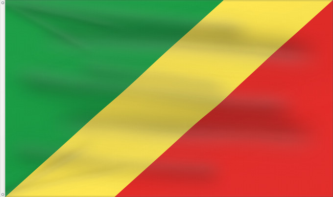 Bandera, con dos ojales metálicos y lado del asta reforzado: Republic of the Congo Congo République du Congo República del Congo Republik Kongo Repubblica del Congo República do Congo علم الكونغو Banniel Republik Kongo La Respubliko Kongo Kongoar bandera پرچم جمهوری کنگو Dalapo ya Repubilika ya Kongo Bɛndɛ́lɛ ya Re