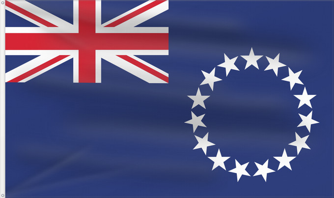 Flag, with two metal eyelets and reinforced hoist: Cook Islands Cook !Îles Cook Islas Cook Cookinseln