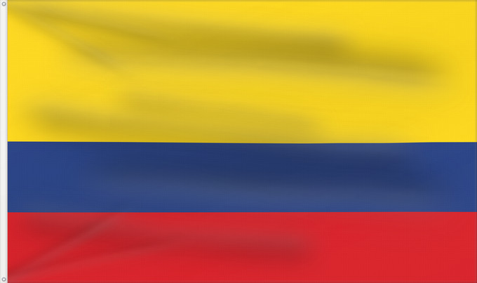 Flagge, mit zwei Metallösen und verstärktem Besatzband: Colombia	Colombie	República de Colombia	Kolumbien	Colômbia	Kolumbii	Kolombio	Columbiei	Флаг Колумбии	Štátna vlajka Kolumbie	Kolumbije	Colombias	Kolombiya