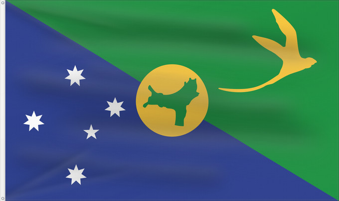 Bandera, con dos ojales metálicos y lado del asta reforzado: Christmas Island	Île Christmas	Isla de Navidad	Weihnachtsinsel	Isola di Natale