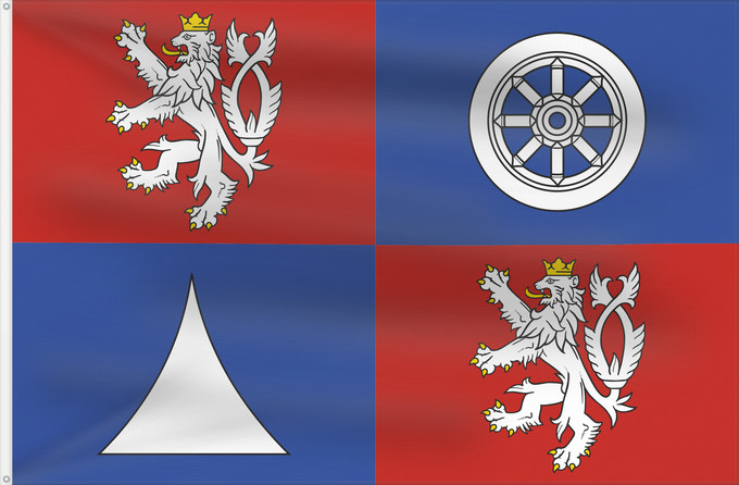 Bandera, con dos ojales metálicos y lado del asta reforzado: Liberec Region Région de Liberec Región de Liberec Region Liberec Regione di Liberec