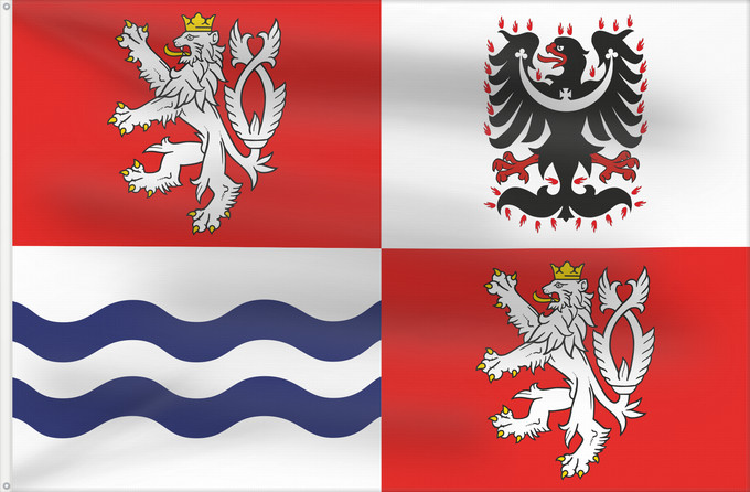 Bandera, con dos ojales metálicos y lado del asta reforzado: Central Bohemian Region	Région de Bohême centrale	Región de Bohemia Central	Mittelböhmische Region