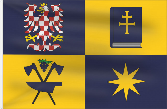 Bandera, con dos ojales metálicos y lado del asta reforzado: Zlin Region	Zlín Region	Région de Zlín	Región de Zlín	Region Zlín