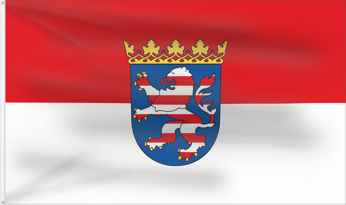 Bandera, con dos ojales metálicos y lado del asta reforzado: Hesse	Hessen	Assia