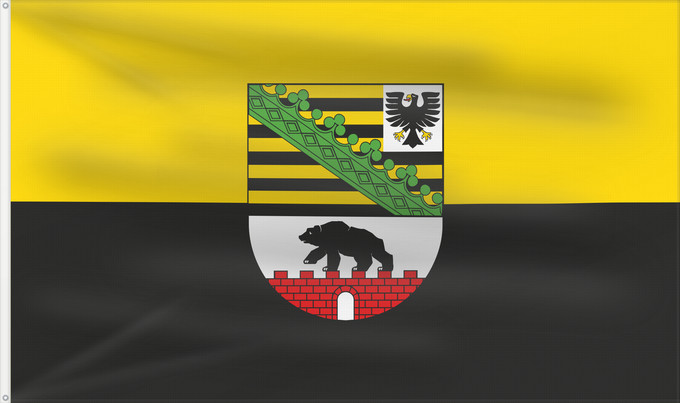Bandera, con dos ojales metálicos y lado del asta reforzado: Saxony-Anhalt	Saxony-Anhalt 	Saxe-Anhalt	Sajonia-Anhalt	Sachsen-Anhalt	Sassonia-Anhalt