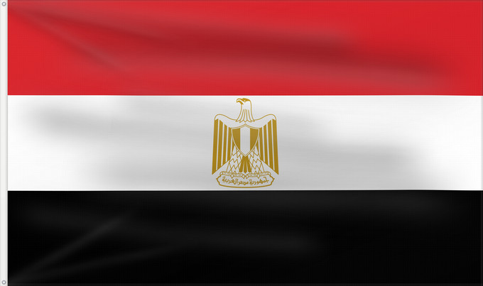 Flag, with two metal eyelets and reinforced hoist: Egypt L Égypte Egipto Ägyptens Dell Egitto Egypte የግብፅ ሰንደቅዓላማ علم مصر Сцяг Егіпта Banniel Egipt Yr Aifft Af Ægypten Σημαία της Αιγύπτου Egiptio Egyptin Asenǧaq n Maṣer Флаг Египта Masar Egyptens Mısır Прапор Єгипту